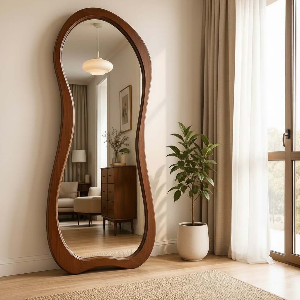 Mirror with Wooden Frame - Stand or Hang 180x80