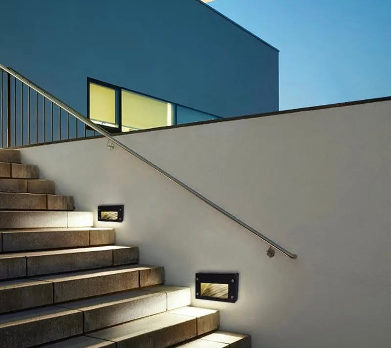 Modern Recessed Step Light - Black, White, and Gray Options