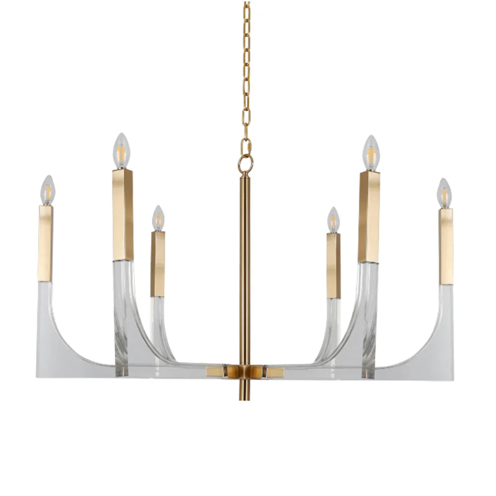 Modern Gold & Glass Chandelier