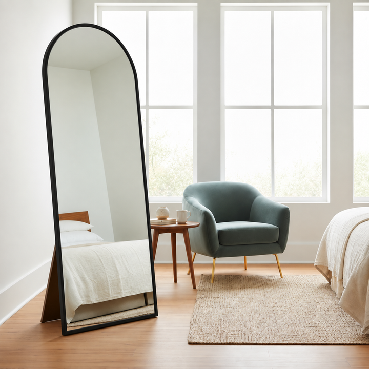 Wooden Mirror with Black Frame - Stand or Hang
