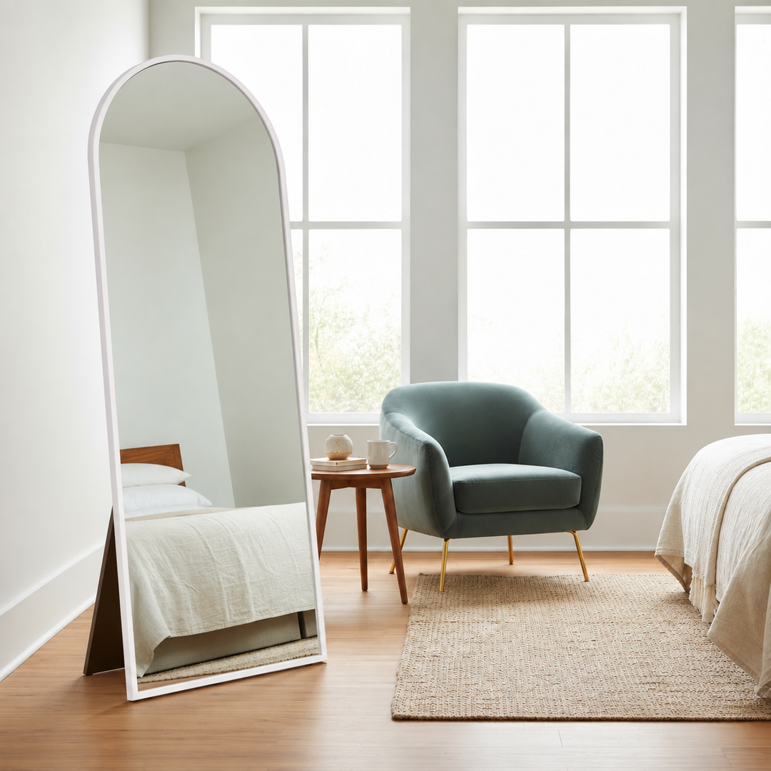 Wooden Mirror with White Frame - Stand or Hang