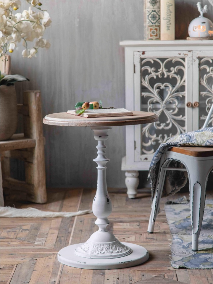 White Pedestal Side Table