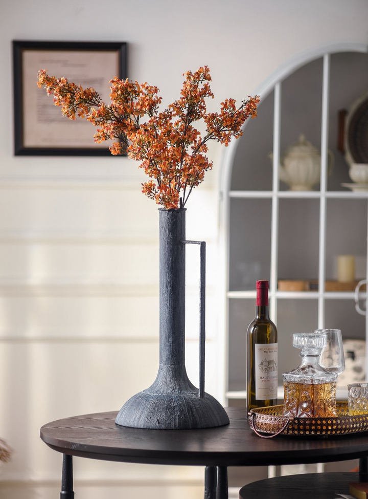 Tall Industrial Black Metal Vase