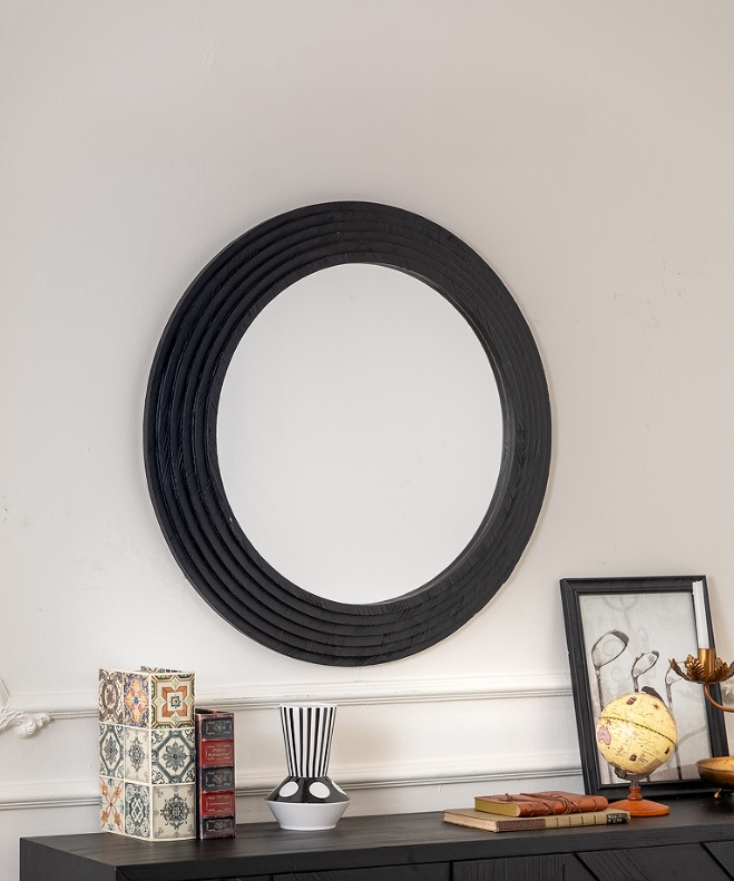 Modern Black Round Wall Mirror