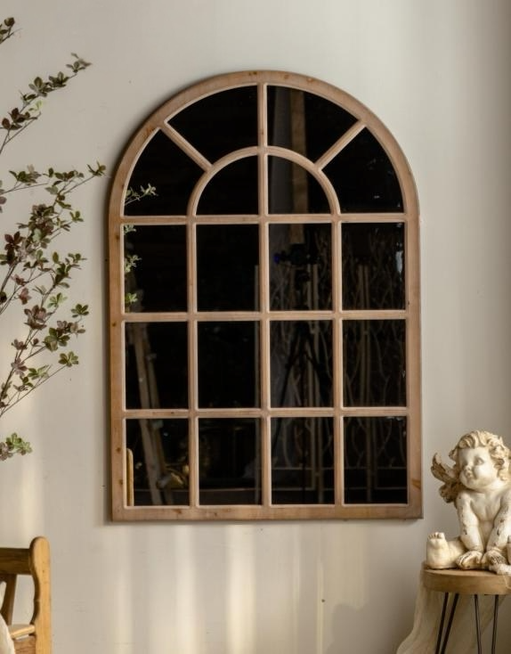 Rustic Arched Windowpane Mirror
