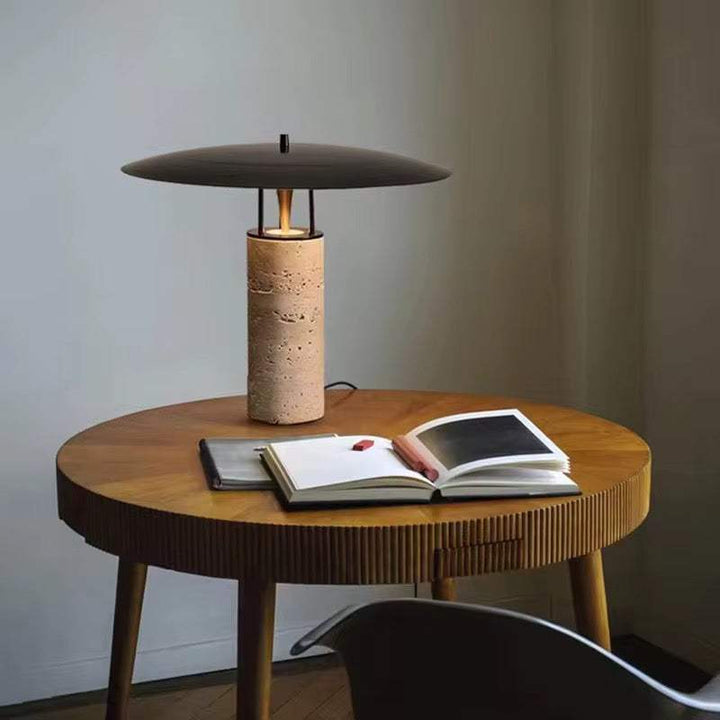 Terra Halo - Travertine Column Table Lamp