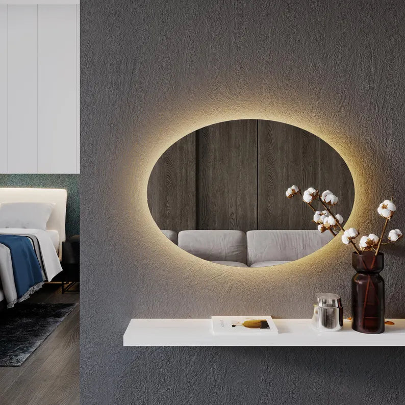 AuraView - Oval LED Mirror with Warm Backlight