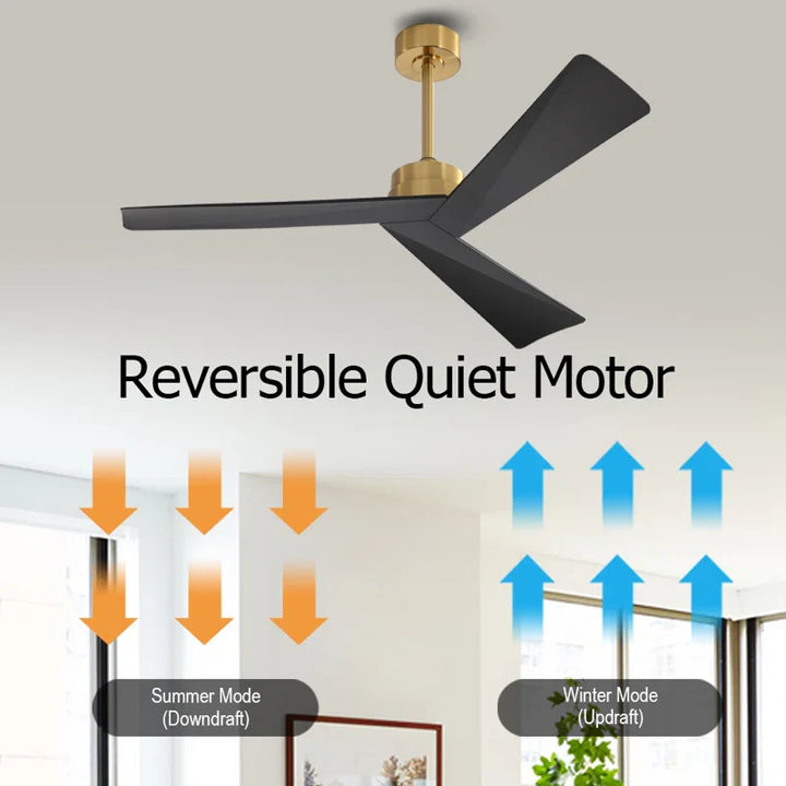 Contemporary Black and Gold Ceiling Fan with Modern Blades