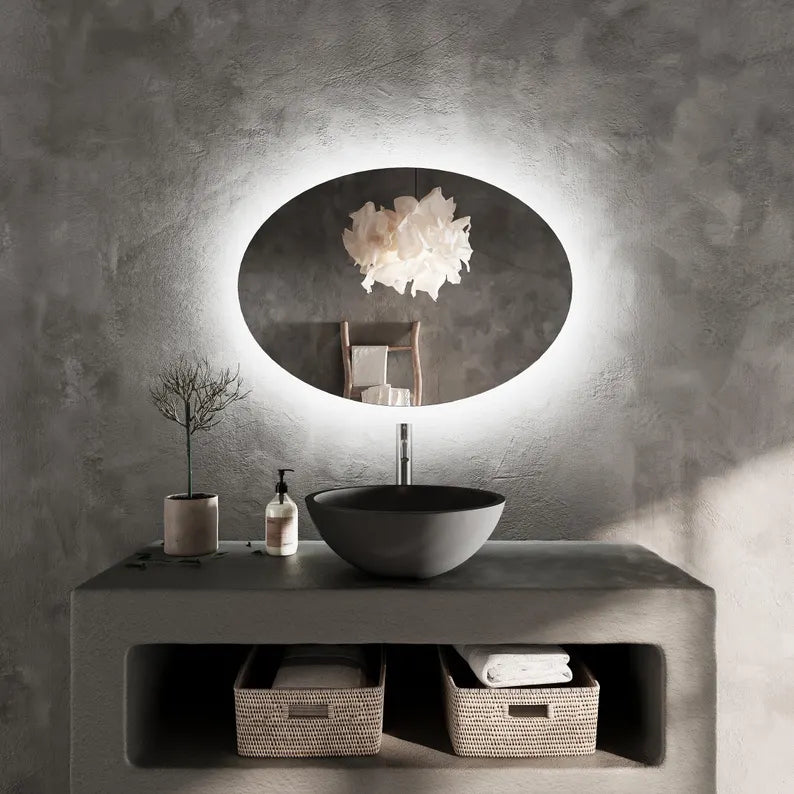 AuraView - Oval LED Mirror with Warm Backlight