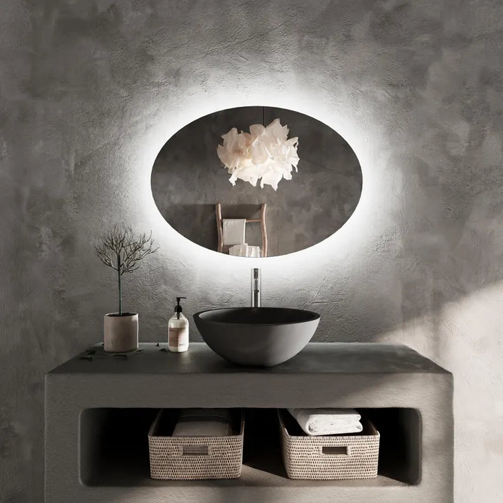 AuraView - Oval LED Mirror with Warm Backlight