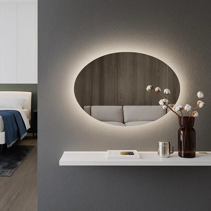 AuraView - Oval LED Mirror with Warm Backlight