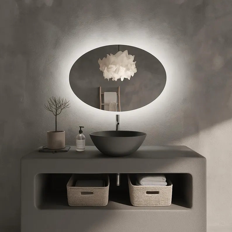 AuraView - Oval LED Mirror with Warm Backlight