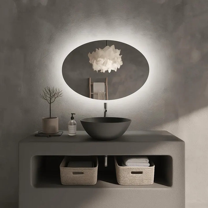 AuraView - Oval LED Mirror with Warm Backlight