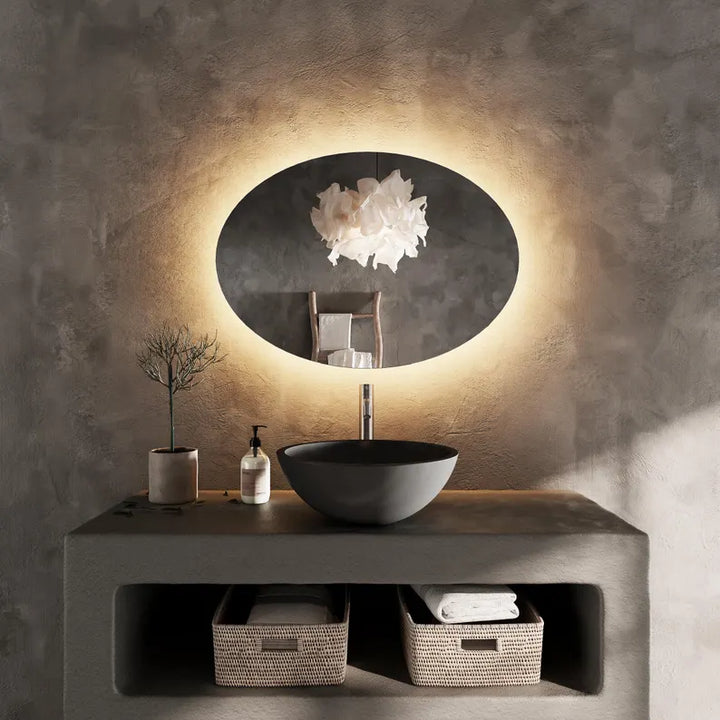AuraView - Oval LED Mirror with Warm Backlight