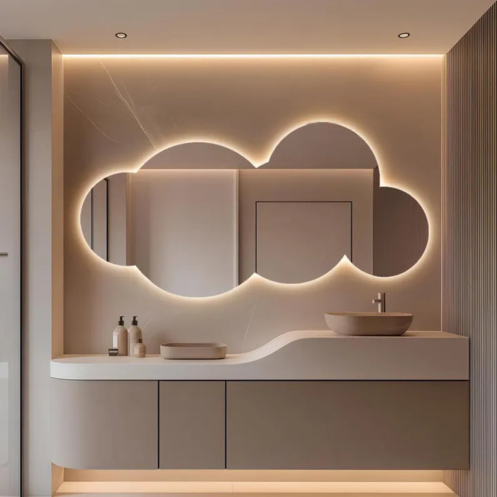 Cloudia - Cloud-Shaped LED Mirror with Warm Glow