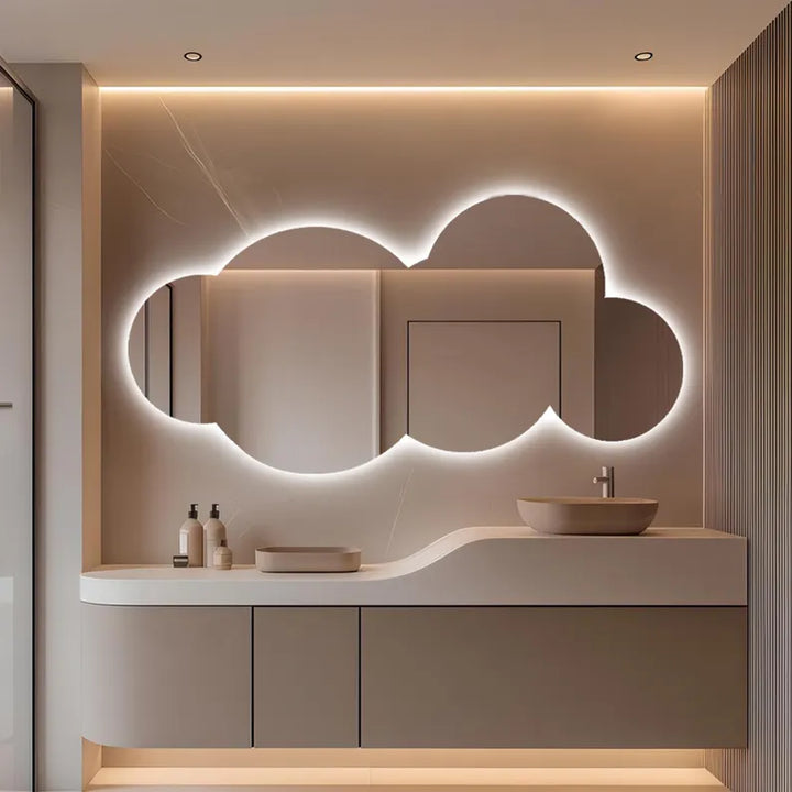 Cloudia - Cloud-Shaped LED Mirror with Warm Glow