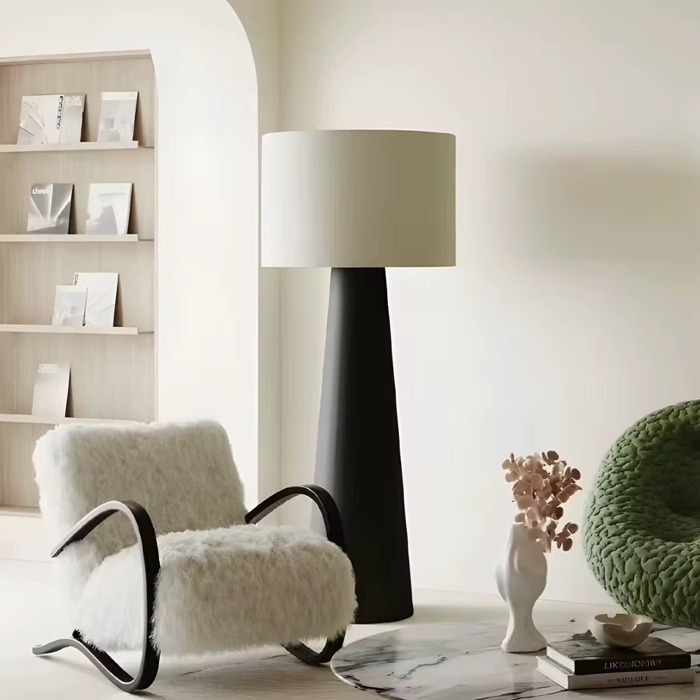 Modern Black Fabric Cone Floor Lamp