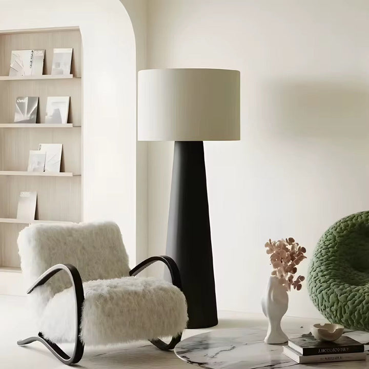 Modern Black Fabric Cone Floor Lamp