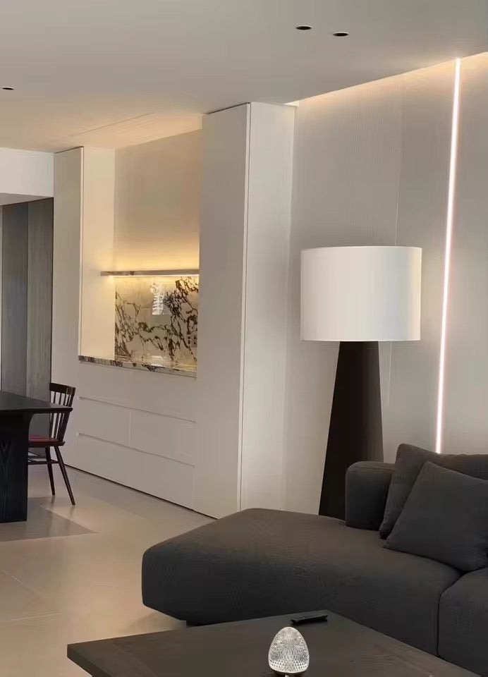 Modern Black Fabric Cone Floor Lamp