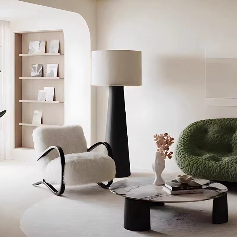 Modern Black Fabric Cone Floor Lamp