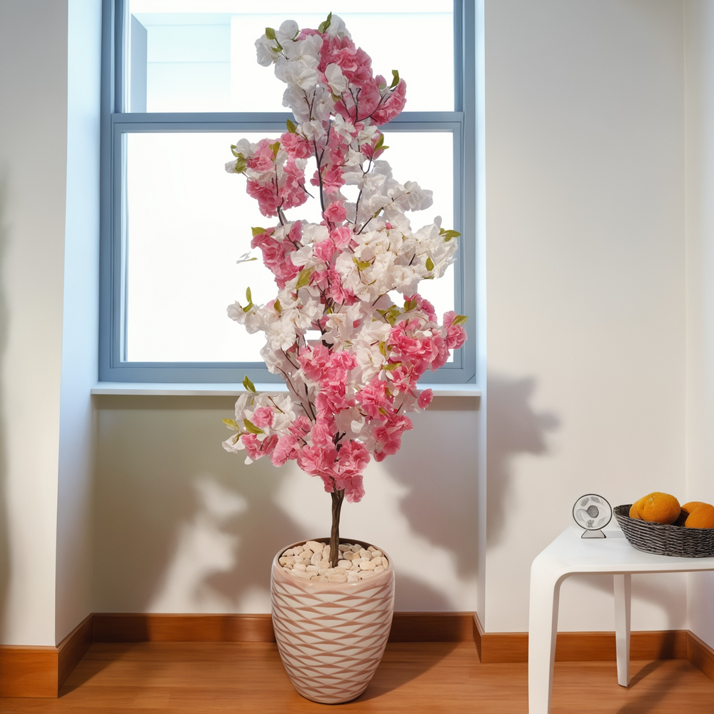 Rosabelle - Artificial Pink & White Blossom TreeRosabelle - Artificial Pink & White Blossom TreeDelight your interior with this graceful Artificial Pink &amp; White Blossom Tree. Blending shades of soft pink and white, this elegant tree brings floral charm to aArtificial PlantsWadi Home