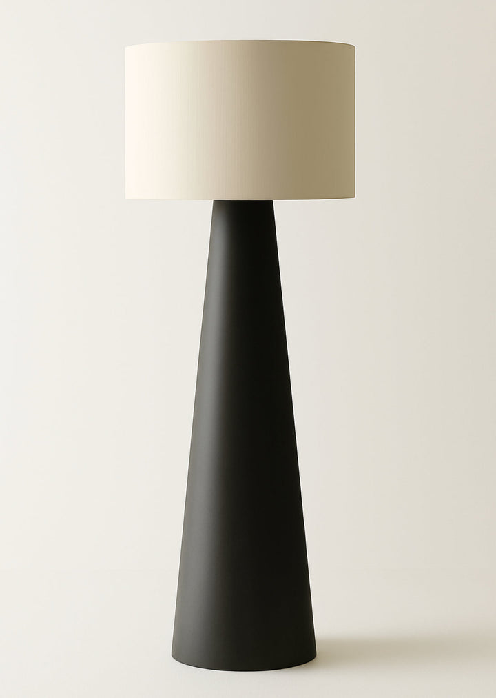 Modern Black Fabric Cone Floor Lamp