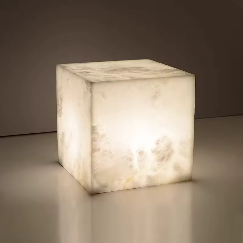 Alabaster Marble Cube Table Lamps