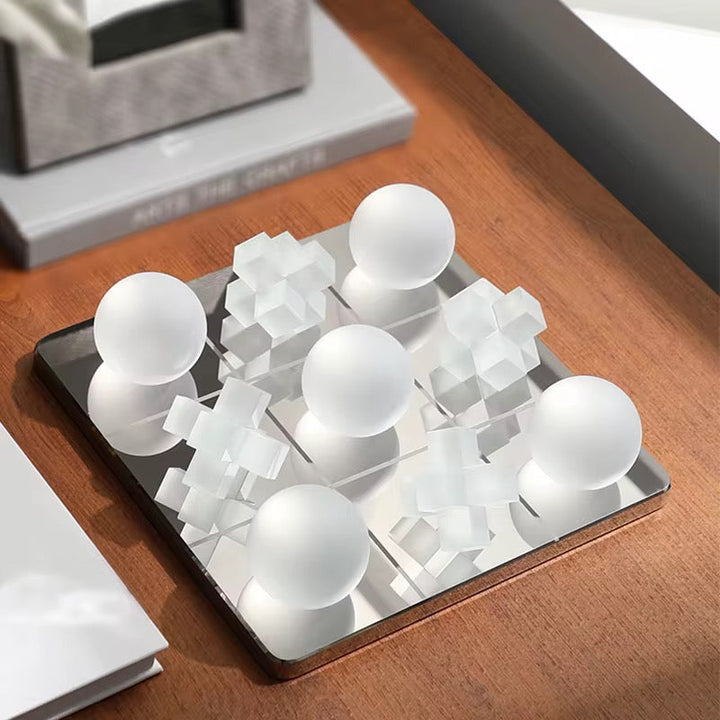 Modern Frosted Glass Tic-Tac-Toe Decor