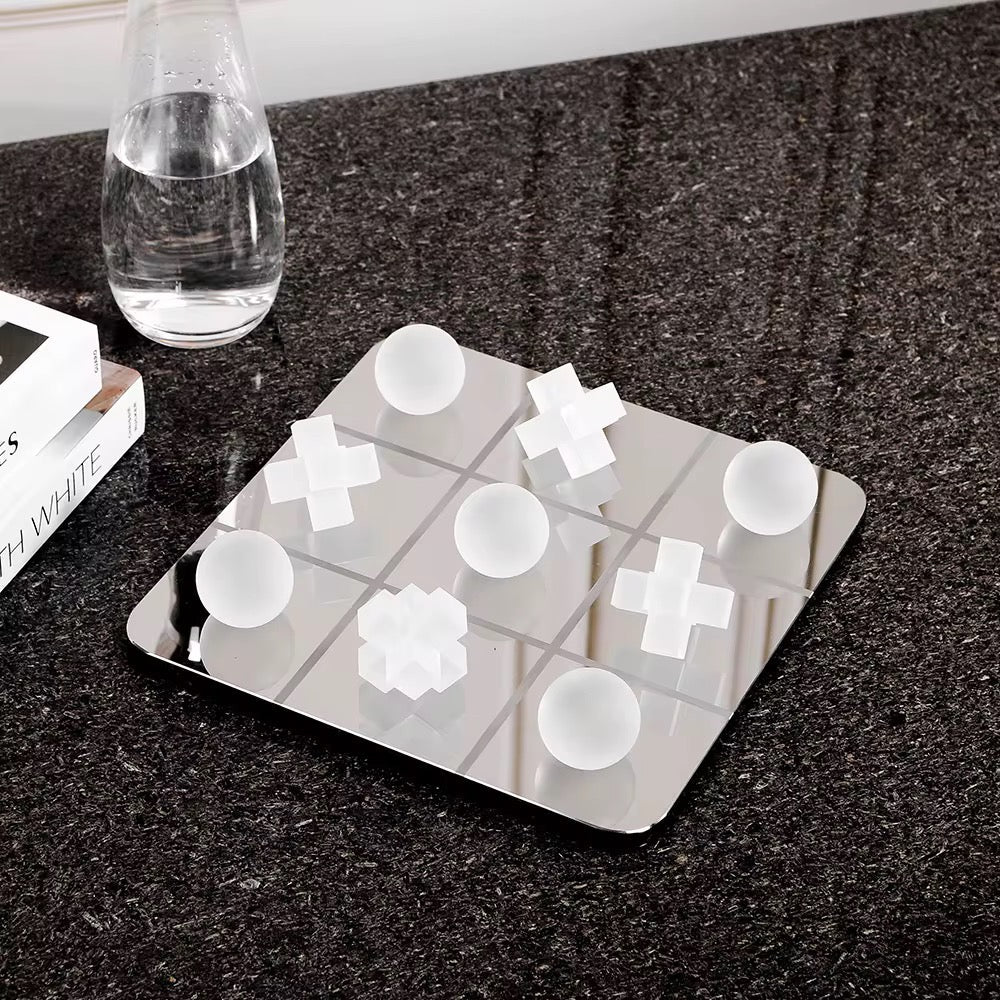 Modern Frosted Glass Tic-Tac-Toe Decor