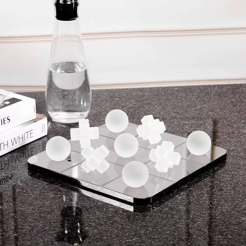 Modern Frosted Glass Tic-Tac-Toe Decor