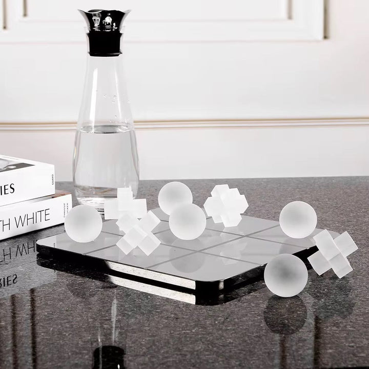Modern Frosted Glass Tic-Tac-Toe Decor