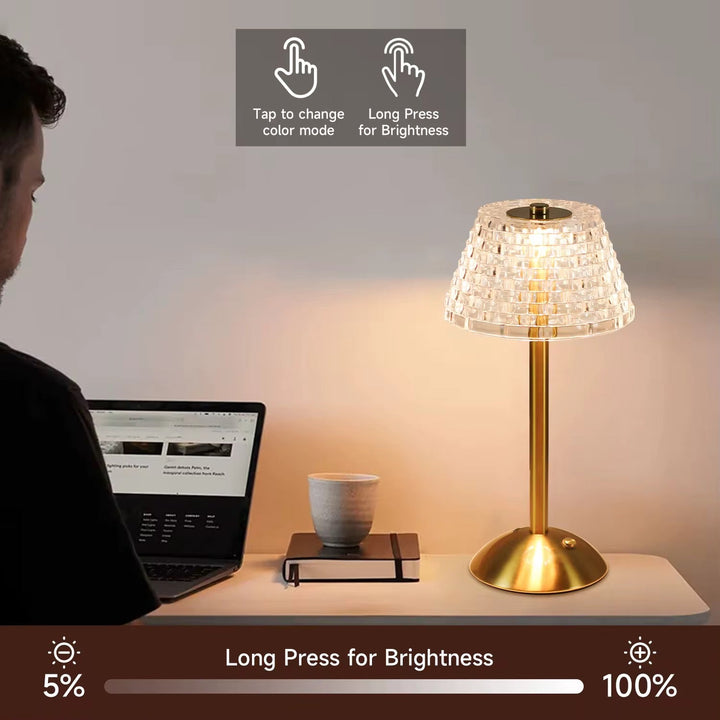 Crystal Shade Gold Table Lamp