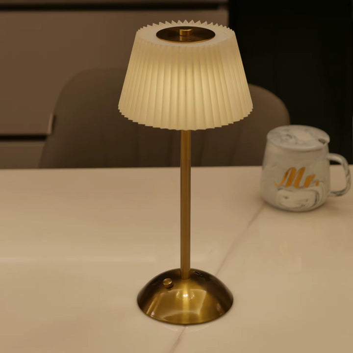 Pleated rechargeable Shade Table Lamp