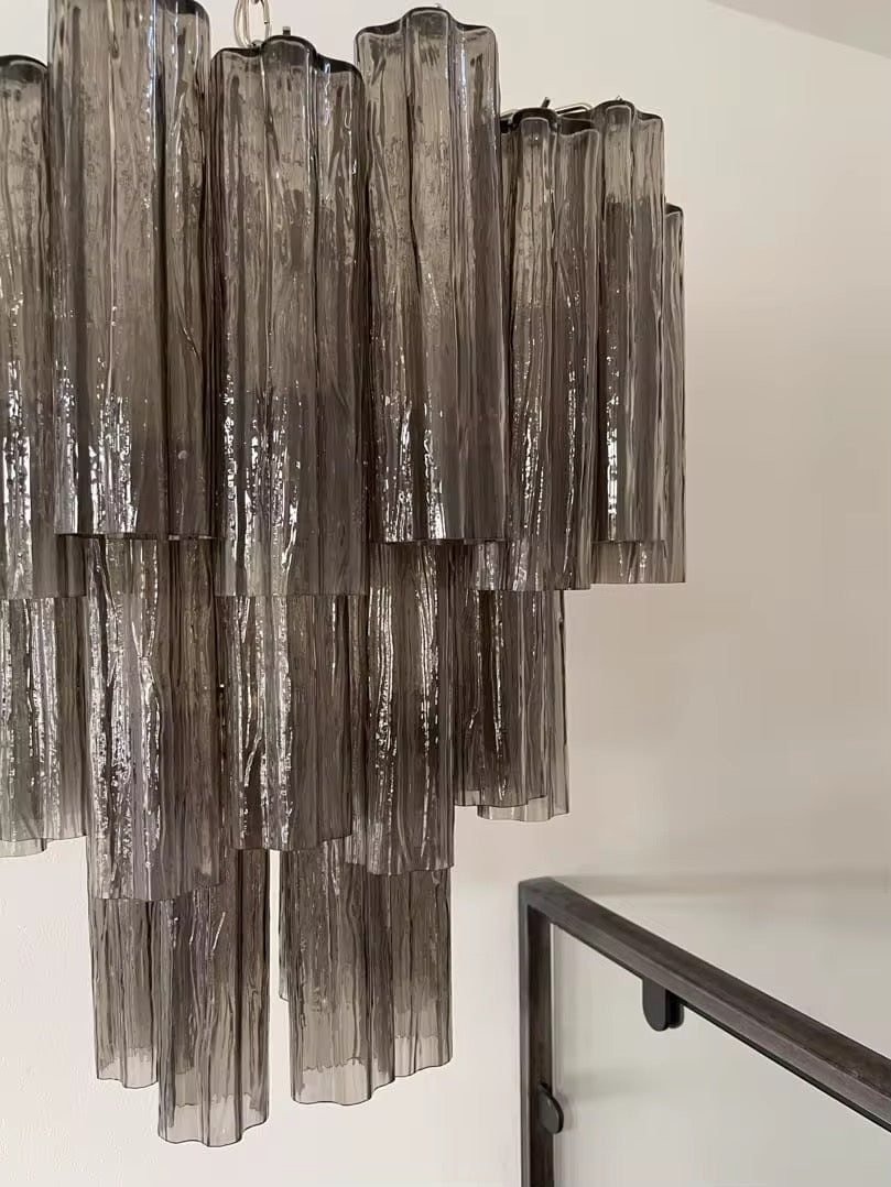 Vintage Smoked Glass Fringe Chandelier
