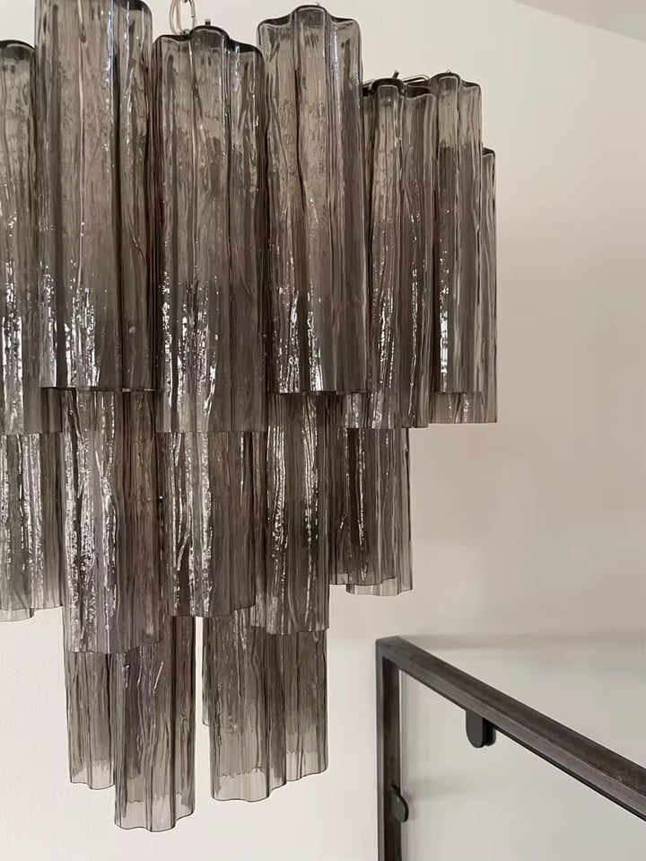 Vintage Smoked Glass Fringe Chandelier
