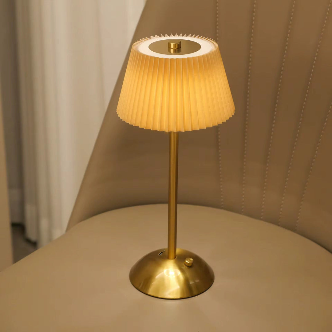 Pleated rechargeable Shade Table Lamp
