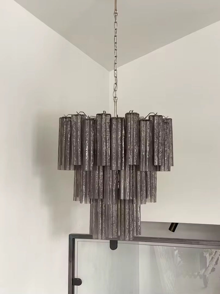 Vintage Smoked Glass Fringe Chandelier