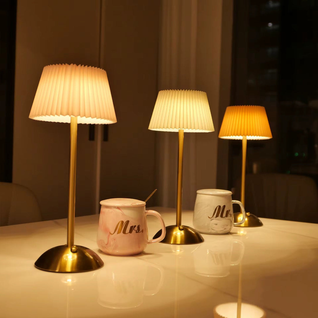 Pleated rechargeable Shade Table Lamp