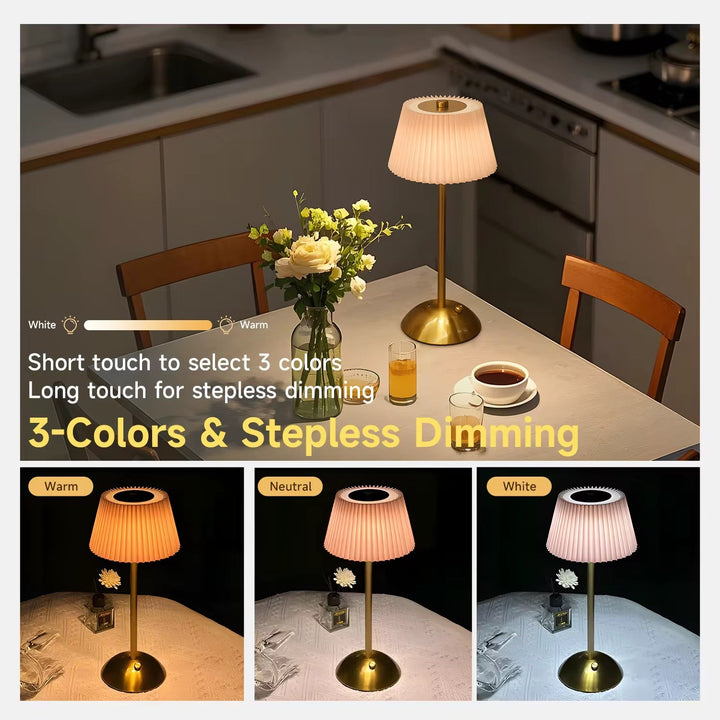 Pleated rechargeable Shade Table Lamp
