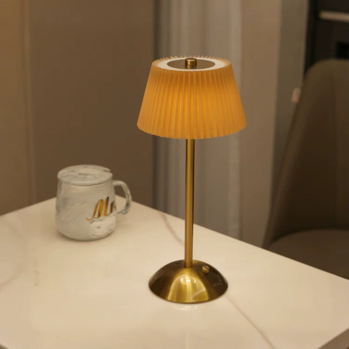 Pleated rechargeable Shade Table Lamp
