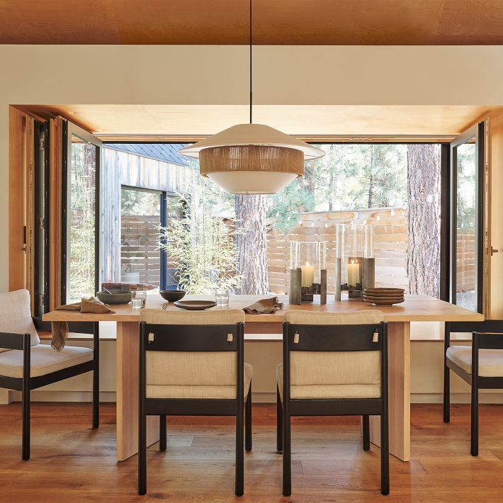 Scandinavian Pendant Light with Woven Texture Accent