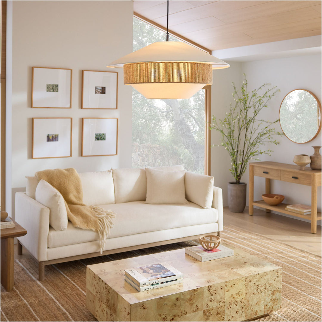 Scandinavian Pendant Light with Woven Texture Accent