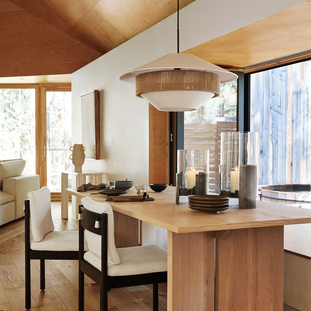 Scandinavian Pendant Light with Woven Texture Accent