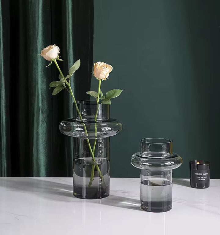Modern Smoky Gray Glass Vase Set of 3
