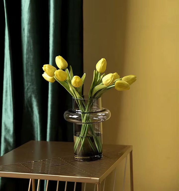 Modern Smoky Gray Glass Vase Set of 3