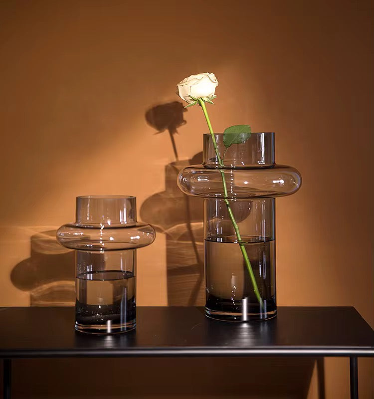 Modern Smoky Gray Glass Vase Set of 3