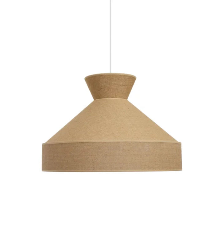 Rustic Pendant Light with Natural Fabric Shade