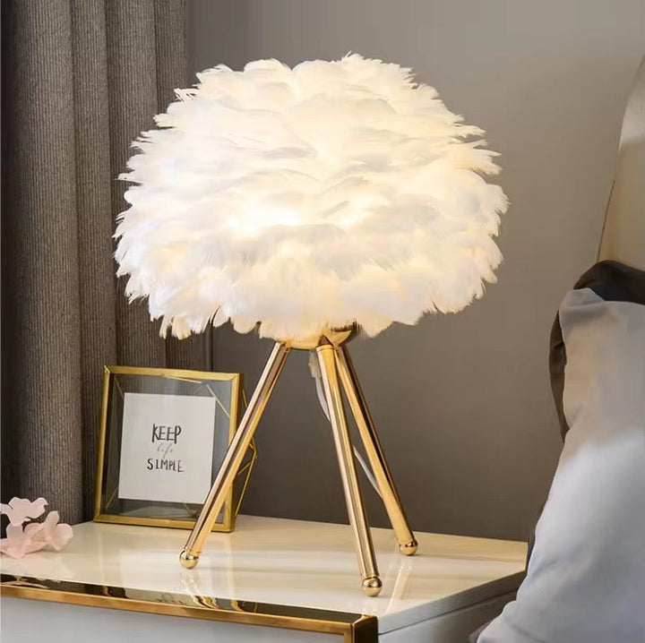 Feather Shade Table Lamp