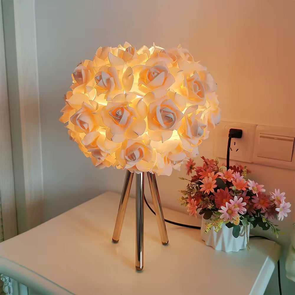 White Floral Rose Table Lamp