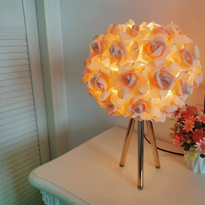 White Floral Rose Table Lamp
